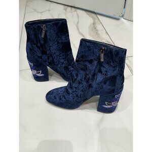 Jessica Simpson Blue Velvet Wazlin Zipper Boots Size 7.5 Preowned Good Condition